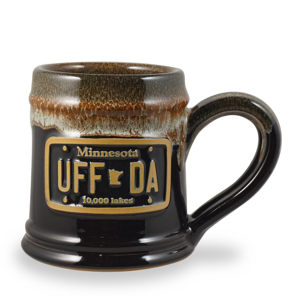 UFF DA - TANKARD MUG - BLACK W/ CINNAMON WHITE