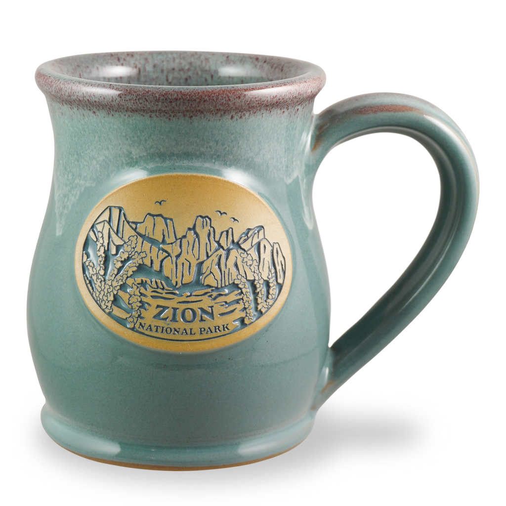 ZION NATIONAL PARK - TALL BELLY MUG - SEAFOAM W/ ROSE WHITE
