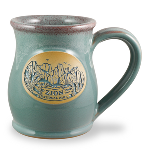 ZION NATIONAL PARK - TALL BELLY MUG - SEAFOAM W/ ROSE WHITE