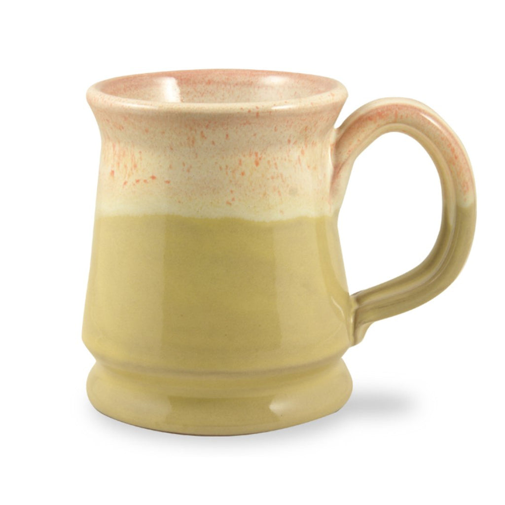 FOOTED MUG 12 OZ. LT. DIJON W/CORAL WHITE